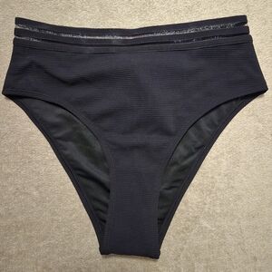 NWT Cupshe Black Ribbed Bikini Bottoms, XS